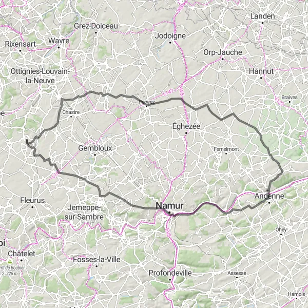 Miniatuurkaart van de fietsinspiratie "Route van Villers-la-Ville naar Marbisoux" in Prov. Brabant Wallon, Belgium. Gemaakt door de Tarmacs.app fietsrouteplanner