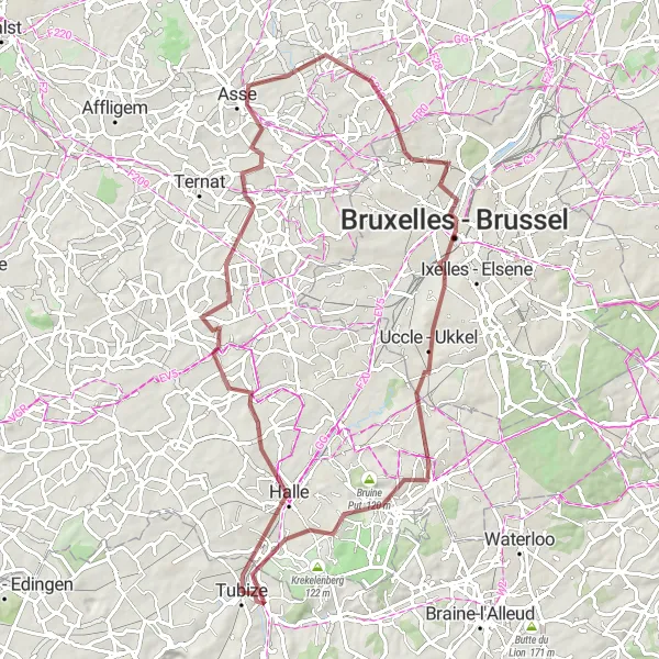 Map miniature of "Historical Delights" cycling inspiration in Prov. Brabant Wallon, Belgium. Generated by Tarmacs.app cycling route planner