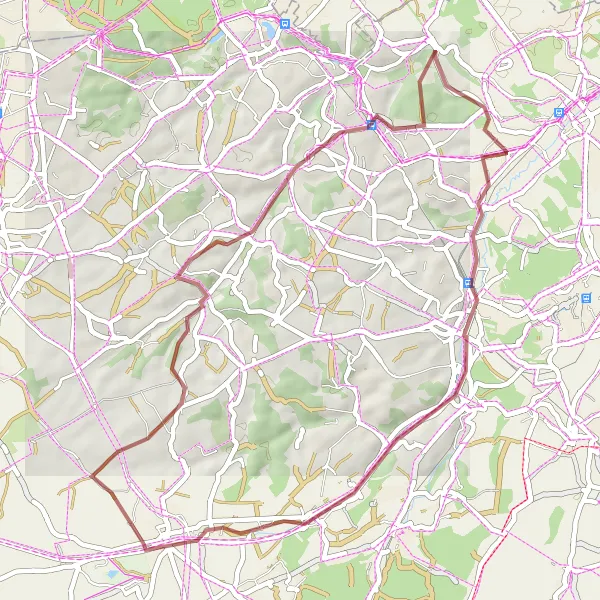Map miniature of "Gravel Loop to Lasne, Limal, Bousval, and Loupoigne" cycling inspiration in Prov. Brabant Wallon, Belgium. Generated by Tarmacs.app cycling route planner