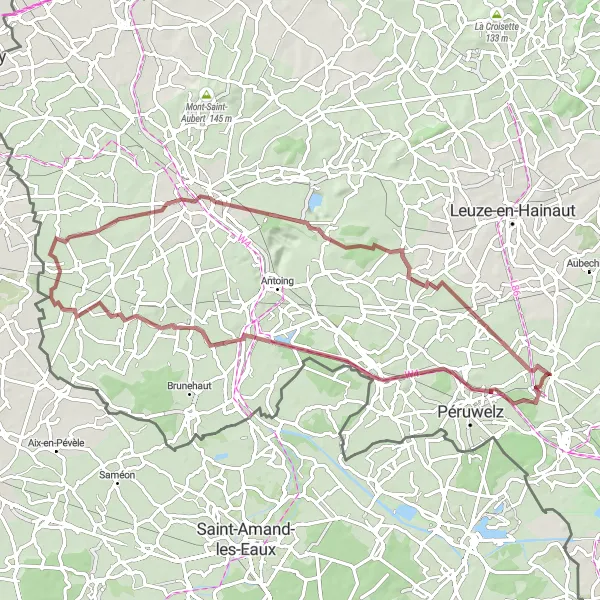 Miniature de la carte de l'inspiration cycliste "Château Daudregnies Gravel Route" dans la Prov. Hainaut, Belgium. Générée par le planificateur d'itinéraire cycliste Tarmacs.app