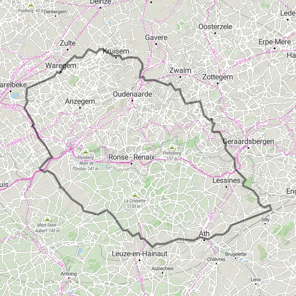 Map miniature of "Hainaut Road Loop" cycling inspiration in Prov. Hainaut, Belgium. Generated by Tarmacs.app cycling route planner