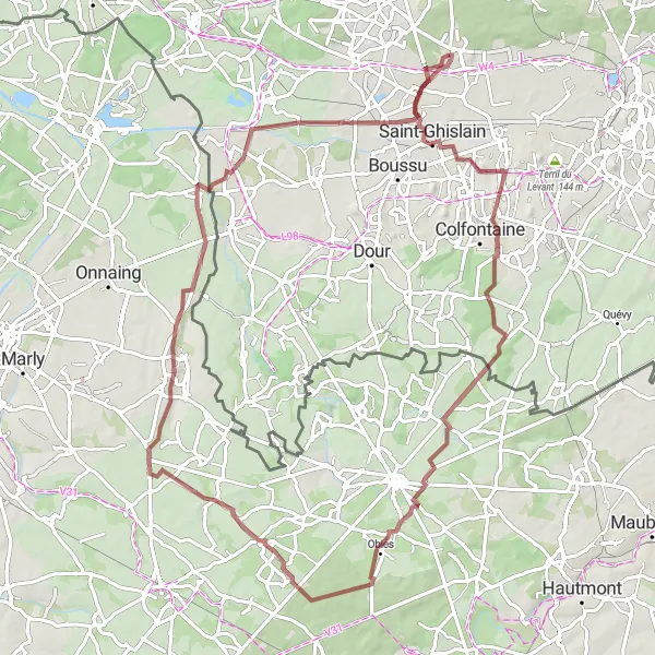 Karten-Miniaturansicht der Radinspiration "Gravel Route: Baudour - Grand-Hornu" in Prov. Hainaut, Belgium. Erstellt vom Tarmacs.app-Routenplaner für Radtouren