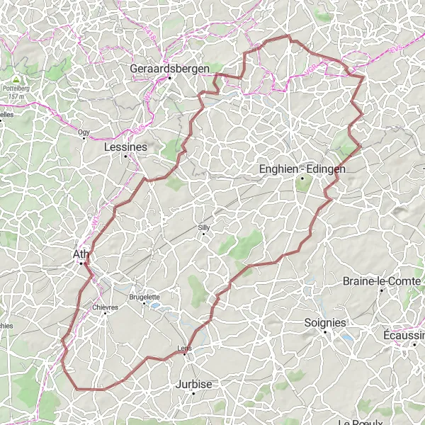 Miniature de la carte de l'inspiration cycliste "Les collines verdoyantes du Hainaut" dans la Prov. Hainaut, Belgium. Générée par le planificateur d'itinéraire cycliste Tarmacs.app