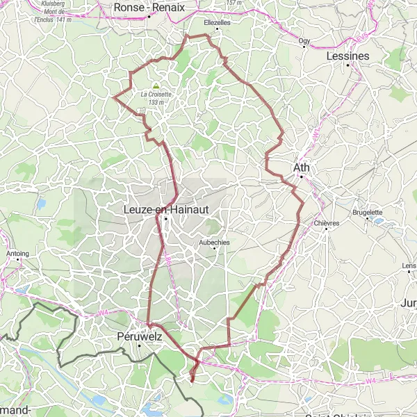 Map miniature of "Off the Beaten Path: Anvaing and Belœil" cycling inspiration in Prov. Hainaut, Belgium. Generated by Tarmacs.app cycling route planner