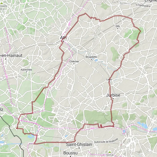 Map miniature of "Rural Charm of Belœil" cycling inspiration in Prov. Hainaut, Belgium. Generated by Tarmacs.app cycling route planner