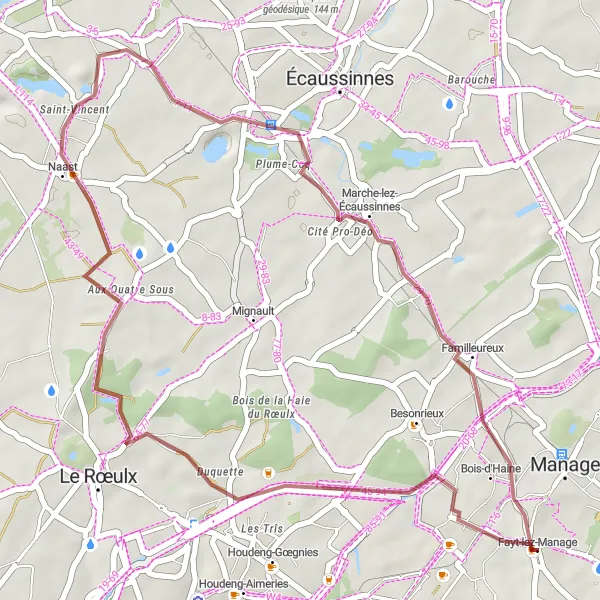 Karten-Miniaturansicht der Radinspiration "Abenteuerliche Schotterwege und ländliche Idylle" in Prov. Hainaut, Belgium. Erstellt vom Tarmacs.app-Routenplaner für Radtouren