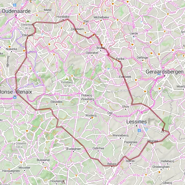 Miniature de la carte de l'inspiration cycliste "Randonnée des Monts de Flandre" dans la Prov. Hainaut, Belgium. Générée par le planificateur d'itinéraire cycliste Tarmacs.app