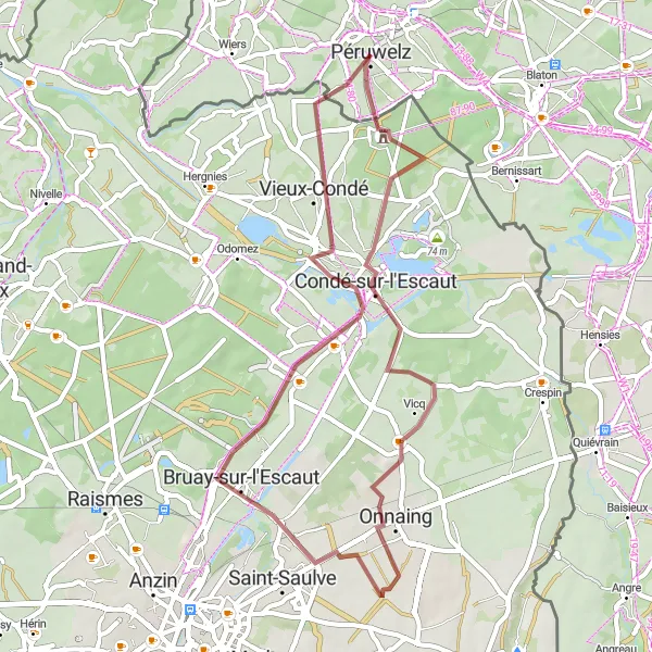 Map miniature of "Escaut Gravel Ride" cycling inspiration in Prov. Hainaut, Belgium. Generated by Tarmacs.app cycling route planner