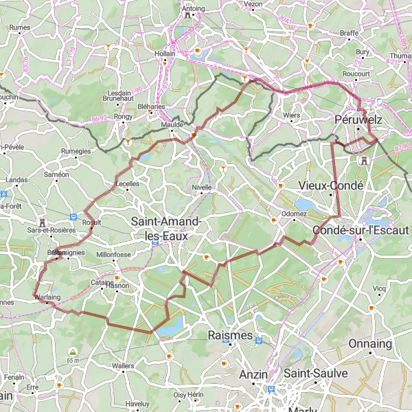 Karten-Miniaturansicht der Radinspiration "Rundtour durch idyllische Orte" in Prov. Hainaut, Belgium. Erstellt vom Tarmacs.app-Routenplaner für Radtouren