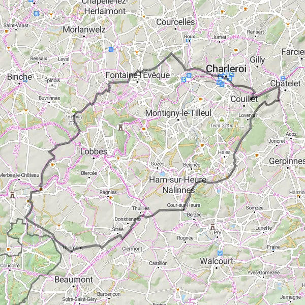 Miniature de la carte de l'inspiration cycliste "Le Charme de la Campagne Road Cycling Experience" dans la Prov. Hainaut, Belgium. Générée par le planificateur d'itinéraire cycliste Tarmacs.app