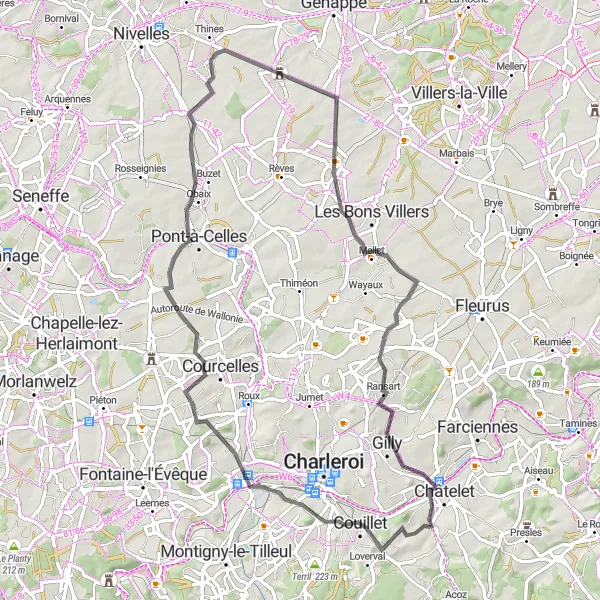 Miniatuurkaart van de fietsinspiratie "Historische route van Bouffioulx naar Marchienne-au-Pont" in Prov. Hainaut, Belgium. Gemaakt door de Tarmacs.app fietsrouteplanner