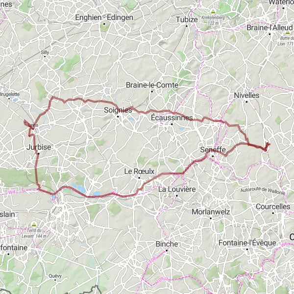Miniature de la carte de l'inspiration cycliste "Le Tour des Historiques" dans la Prov. Hainaut, Belgium. Générée par le planificateur d'itinéraire cycliste Tarmacs.app