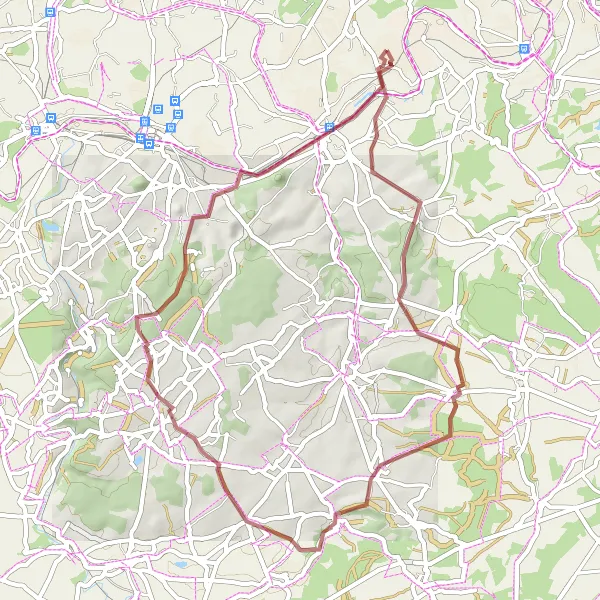 Miniatuurkaart van de fietsinspiratie "Avontuurlijke gravelroute rondom Châtelineau" in Prov. Hainaut, Belgium. Gemaakt door de Tarmacs.app fietsrouteplanner