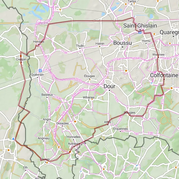 Map miniature of "Gravel Adventures" cycling inspiration in Prov. Hainaut, Belgium. Generated by Tarmacs.app cycling route planner