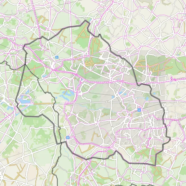 Map miniature of "The Land of Terrils" cycling inspiration in Prov. Hainaut, Belgium. Generated by Tarmacs.app cycling route planner