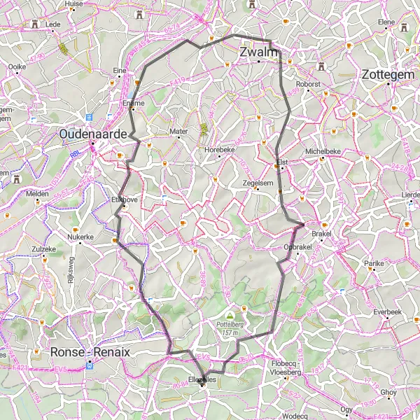 Karten-Miniaturansicht der Radinspiration "Die Hügel von Hainaut" in Prov. Hainaut, Belgium. Erstellt vom Tarmacs.app-Routenplaner für Radtouren