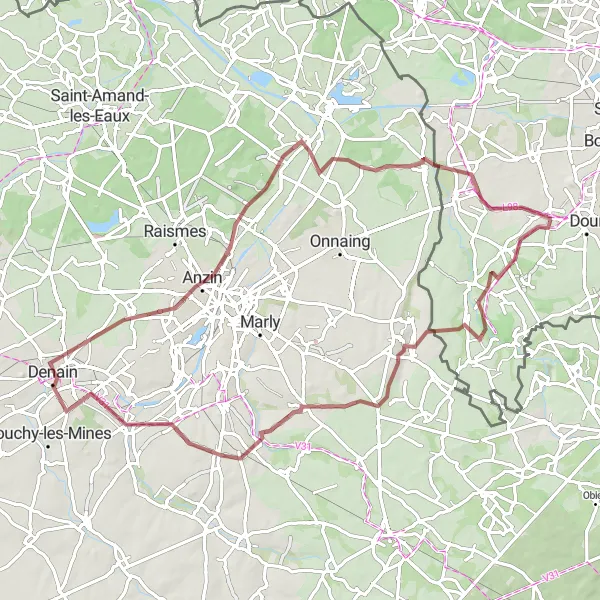 Map miniature of "Challenging Gravel Adventure" cycling inspiration in Prov. Hainaut, Belgium. Generated by Tarmacs.app cycling route planner
