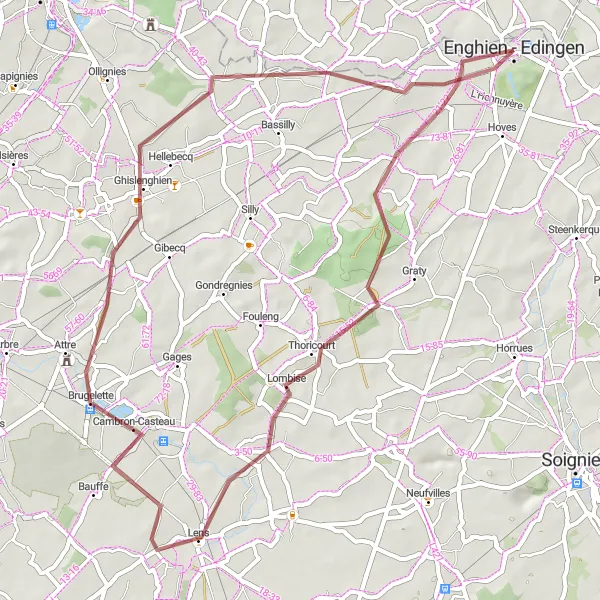 Karten-Miniaturansicht der Radinspiration "Durch das ländliche Thoricourt" in Prov. Hainaut, Belgium. Erstellt vom Tarmacs.app-Routenplaner für Radtouren
