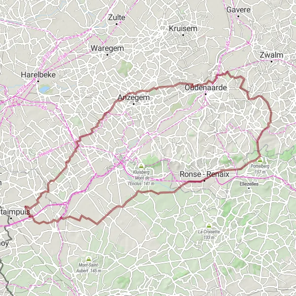 Map miniature of "Estaimpuis Gravel Adventure" cycling inspiration in Prov. Hainaut, Belgium. Generated by Tarmacs.app cycling route planner