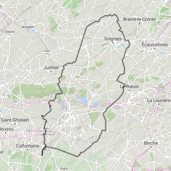 Miniatuurkaart van de fietsinspiratie "Ontdekkingstocht in Frameries en Naast" in Prov. Hainaut, Belgium. Gemaakt door de Tarmacs.app fietsrouteplanner