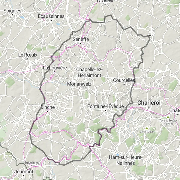 Karten-Miniaturansicht der Radinspiration "Road-Trip durch Hainaut" in Prov. Hainaut, Belgium. Erstellt vom Tarmacs.app-Routenplaner für Radtouren