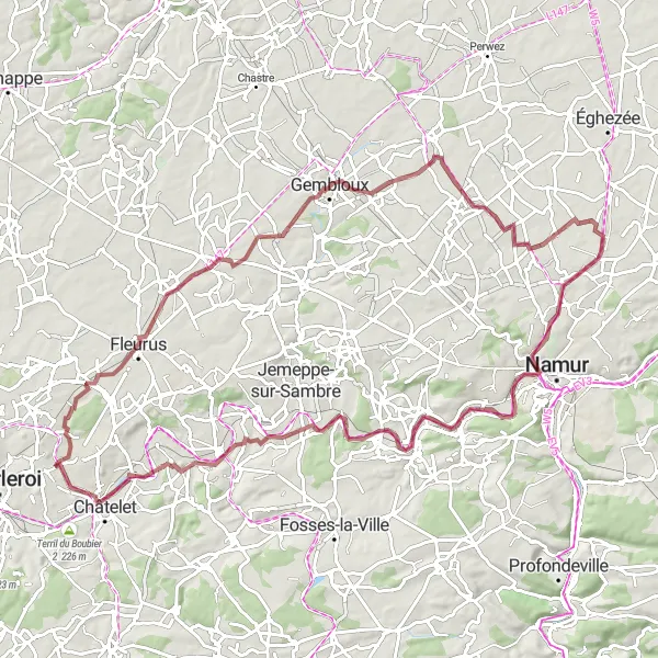 Miniatuurkaart van de fietsinspiratie "Gilly-Franière Route" in Prov. Hainaut, Belgium. Gemaakt door de Tarmacs.app fietsrouteplanner