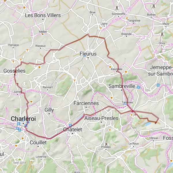 Karten-Miniaturansicht der Radinspiration "Abenteuerliche Tour durch Hainaut" in Prov. Hainaut, Belgium. Erstellt vom Tarmacs.app-Routenplaner für Radtouren