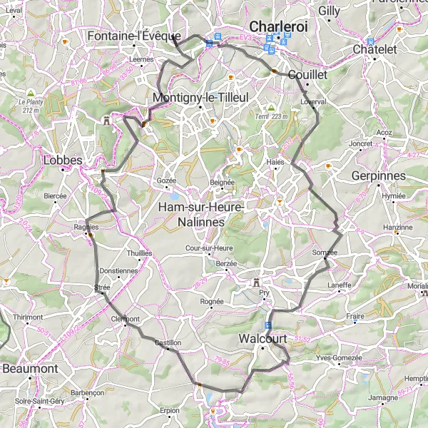 Map miniature of "The Riverside Retreat" cycling inspiration in Prov. Hainaut, Belgium. Generated by Tarmacs.app cycling route planner