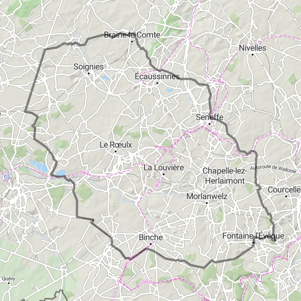 Miniatuurkaart van de fietsinspiratie "Fietsen rond Goutroux en omgeving" in Prov. Hainaut, Belgium. Gemaakt door de Tarmacs.app fietsrouteplanner