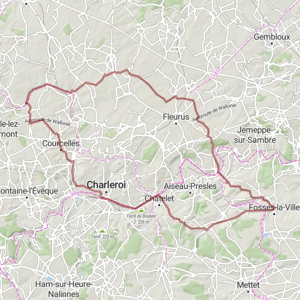 Map miniature of "The Rural Gravel Trail" cycling inspiration in Prov. Hainaut, Belgium. Generated by Tarmacs.app cycling route planner