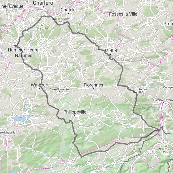 Map miniature of "The Ultimate Hill Climbing Challenge" cycling inspiration in Prov. Hainaut, Belgium. Generated by Tarmacs.app cycling route planner