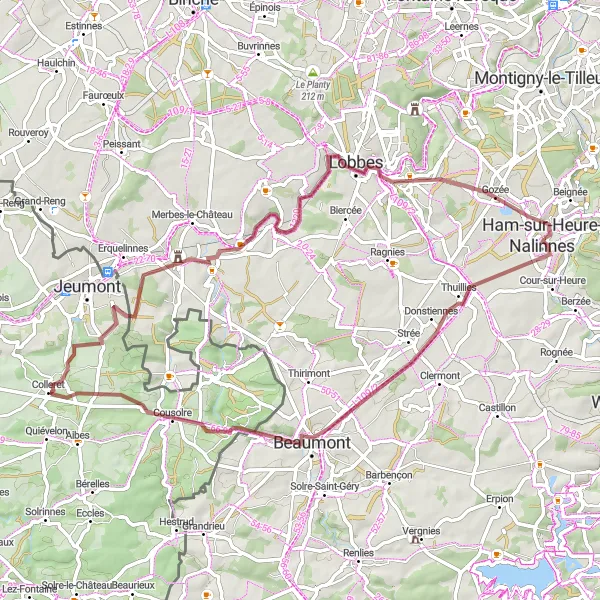 Map miniature of "The Gravel Adventure" cycling inspiration in Prov. Hainaut, Belgium. Generated by Tarmacs.app cycling route planner