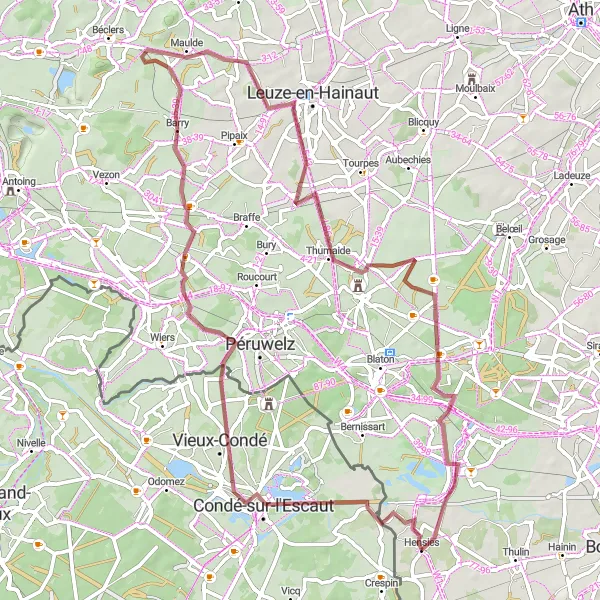 Karten-Miniaturansicht der Radinspiration "Entdeckungsreise durch Hainaut" in Prov. Hainaut, Belgium. Erstellt vom Tarmacs.app-Routenplaner für Radtouren
