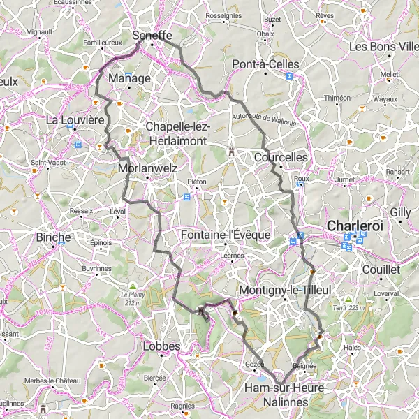 Miniature de la carte de l'inspiration cycliste "Parcours Routier du Mont-Sainte-Aldegonde" dans la Prov. Hainaut, Belgium. Générée par le planificateur d'itinéraire cycliste Tarmacs.app