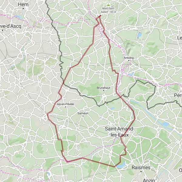 Map miniature of "Gravel Route around Kain" cycling inspiration in Prov. Hainaut, Belgium. Generated by Tarmacs.app cycling route planner