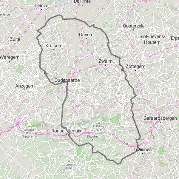 Map miniature of "Legendary Road Challenge: From Hills to Valleys" cycling inspiration in Prov. Hainaut, Belgium. Generated by Tarmacs.app cycling route planner