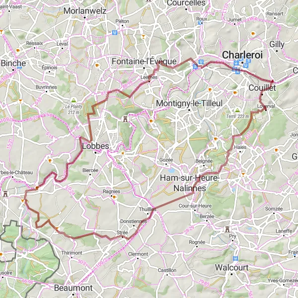 Karten-Miniaturansicht der Radinspiration "Abenteuerliche Kieswege in Hainaut" in Prov. Hainaut, Belgium. Erstellt vom Tarmacs.app-Routenplaner für Radtouren