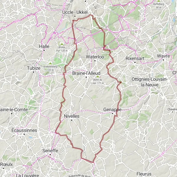 Miniatuurkaart van de fietsinspiratie "Historische Route van Luttre naar Rèves" in Prov. Hainaut, Belgium. Gemaakt door de Tarmacs.app fietsrouteplanner