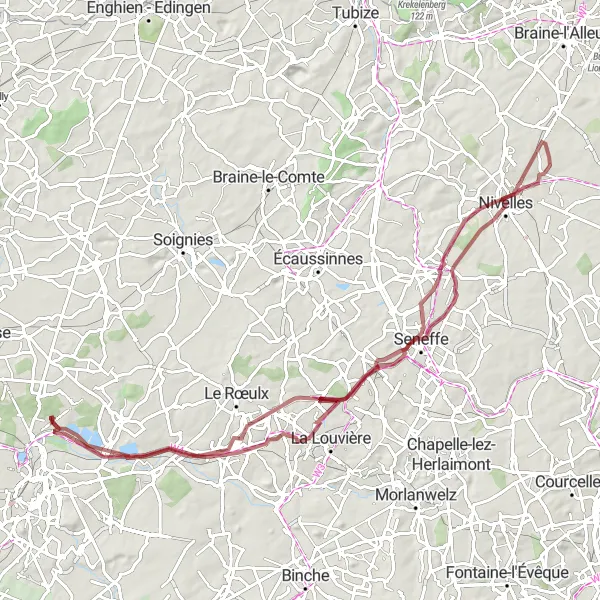 Miniature de la carte de l'inspiration cycliste "Tour des Terrils et Canaux" dans la Prov. Hainaut, Belgium. Générée par le planificateur d'itinéraire cycliste Tarmacs.app