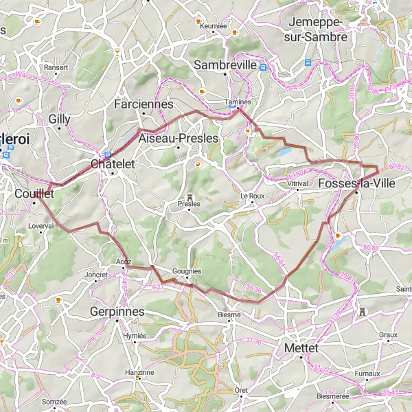 Karten-Miniaturansicht der Radinspiration "Kulturerbe und Landschaften" in Prov. Hainaut, Belgium. Erstellt vom Tarmacs.app-Routenplaner für Radtouren
