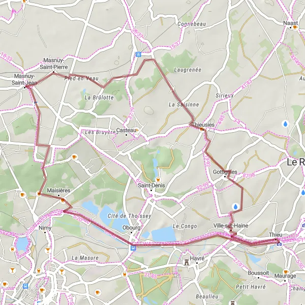 Karten-Miniaturansicht der Radinspiration "Kurze Erkundung von Hainaut" in Prov. Hainaut, Belgium. Erstellt vom Tarmacs.app-Routenplaner für Radtouren