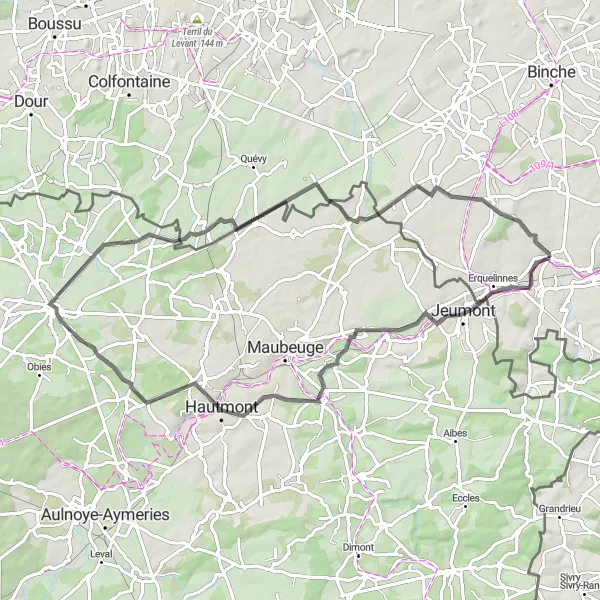 Miniatuurkaart van de fietsinspiratie "Tocht door de Belgische dorpen" in Prov. Hainaut, Belgium. Gemaakt door de Tarmacs.app fietsrouteplanner