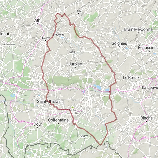 Map miniature of "The Ultimate Gravel Challenge" cycling inspiration in Prov. Hainaut, Belgium. Generated by Tarmacs.app cycling route planner