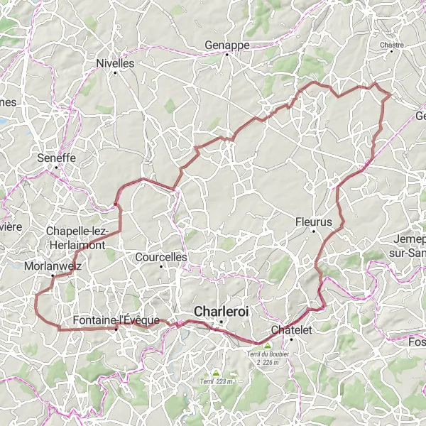 Map miniature of "Gravel Escape" cycling inspiration in Prov. Hainaut, Belgium. Generated by Tarmacs.app cycling route planner