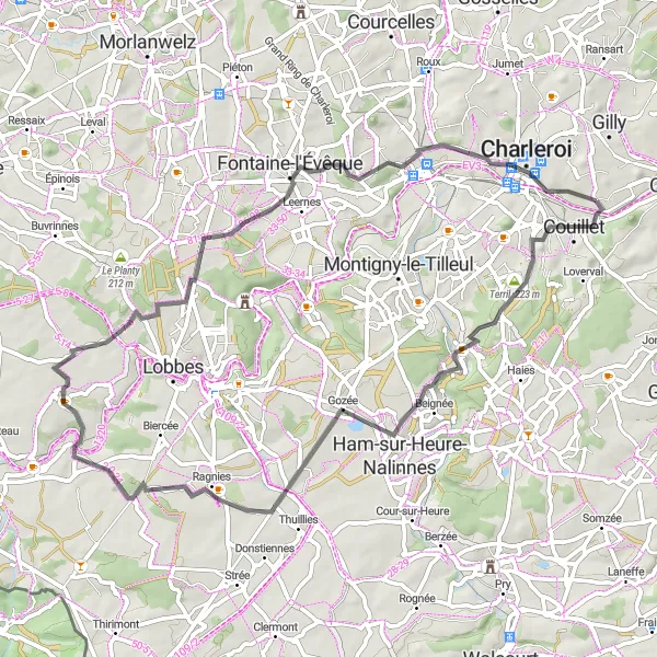 Map miniature of "Scenic Road Route" cycling inspiration in Prov. Hainaut, Belgium. Generated by Tarmacs.app cycling route planner