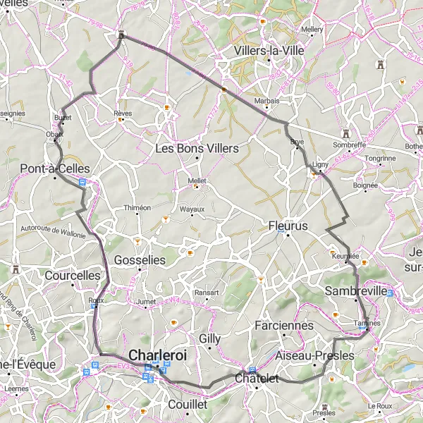 Map miniature of "Baisy-Thy Loop" cycling inspiration in Prov. Hainaut, Belgium. Generated by Tarmacs.app cycling route planner