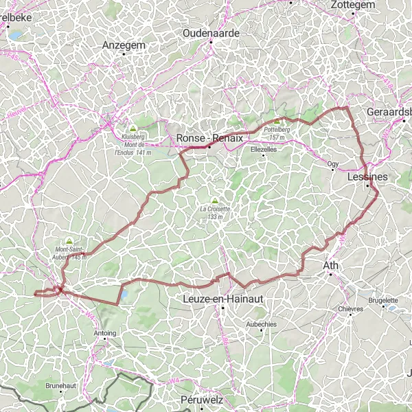 Map miniature of "Velaines Circular Gravel Route" cycling inspiration in Prov. Hainaut, Belgium. Generated by Tarmacs.app cycling route planner
