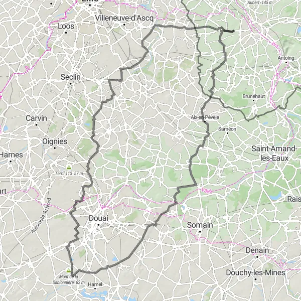 Miniatuurkaart van de fietsinspiratie "Rondrit door Hainaut" in Prov. Hainaut, Belgium. Gemaakt door de Tarmacs.app fietsrouteplanner