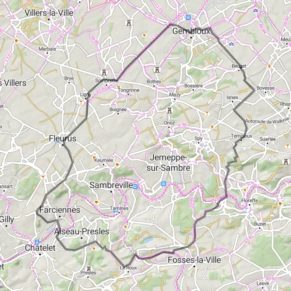 Miniatuurkaart van de fietsinspiratie "Wegroute langs schilderachtige dorpen in de buurt van Pironchamps" in Prov. Hainaut, Belgium. Gemaakt door de Tarmacs.app fietsrouteplanner