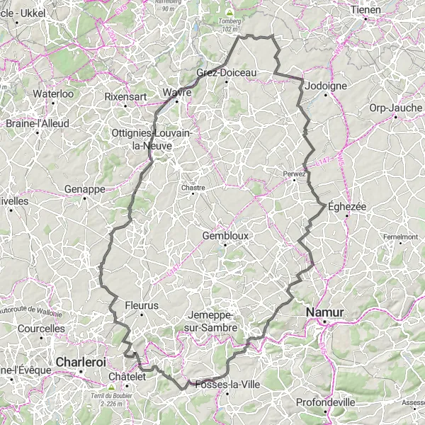 Karten-Miniaturansicht der Radinspiration "Rundtour von Pont-de-Loup nach Franière" in Prov. Hainaut, Belgium. Erstellt vom Tarmacs.app-Routenplaner für Radtouren